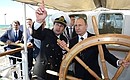 Aboard the Nadezhda tall ship. With its captain Sergei Vorobyov.