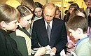 Во время встречи с детьми – стипендиатами президентской программы «Одаренные дети России».