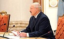 President of Belarus Alexander Lukashenko at the Russian-Belarusian talks in expanded format.