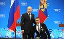 Meeting with XI Winter Paralympics medallists. Alexei Bychenok, silver medallist in biathlon, was awarded the Medal of the Order for Services to the Fatherland I degree.