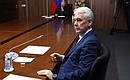 Moscow Mayor Sergei Sobyanin at a meeting on the development of unmanned aircraft.