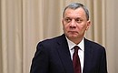 Deputy Prime Minister Yury Borisov before a meeting with senior officials of the Defence Ministry and top executives of defence industry enterprises on the development of the Russian Navy.