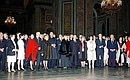 The heads of state and their spouses arrived in St Petersburg to mark the city\'s 300th anniversary.