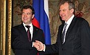 With Belgian Prime Minister Yves Leterme before the start of Russian-Belgian talks.