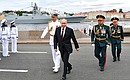 The Main Naval Parade. With Commander-in-Chief of the Russian Navy Nikolai Yevmenov, Defense Minister Sergei Shoigu and Commander of the Western Military District’s Forces Aleksandr Zhuravlev (from left to right).