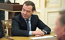 На совещании с постоянными членами Совета Безопасности. Председатель Правительства Дмитрий Медведев.