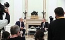 At a meeting with President of Kazakhstan Nursultan Nazarbayev.
