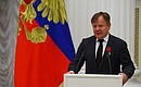 Ceremony for presenting state decorations. The Order for Services to the Fatherland, IV degree, is awarded to People’s Artist of Russia Igor Butman, artistic director of the Moscow Jazz Orchestra. Photo: Vyacheslav Prokofyev, TASS