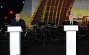Vladimir Putin and President of Belarus Alexander Lukashenko spoke at the concert held to mark the 80th anniversary of breaking the Nazi siege of Leningrad. Photo: Vyacheslav Prokofyev, TASS