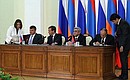 Dmitry Medvedev and Serzh Sargsyan witnessed the signing by the two countries’ defence ministers of a protocol extending the term of the agreement on Russia’s military base in Armenia to 49 years.