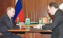 President Putin with Transport Minister Sergei Frank.
