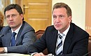 The meeting on the development of the Sakhalin Region. First Deputy Prime Minister Igor Shuvalov (right) and Energy Minister Alexander Novak.