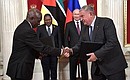 The ceremony for the exchange of documents signed during the official visit of the President of Mozambique to Russia.