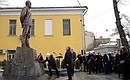 At the ceremony unveiling a monument to Alexander Solzhenitsyn.