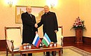 With President of Uzbekistan Islam Karimov at Tashkent airport.