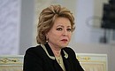Chairwoman of the Council of Federation Valentina Matviyenko at a joint meeting of the State Council and the Commission for Monitoring Targeted Socioeconomic Development Indicators.