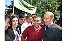 President Vladimir Putin with Kabardino-Balkarian University students.