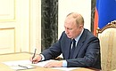 During a meeting with Acting Governor of the Kirov Region Alexander Sokolov (via videoconference).