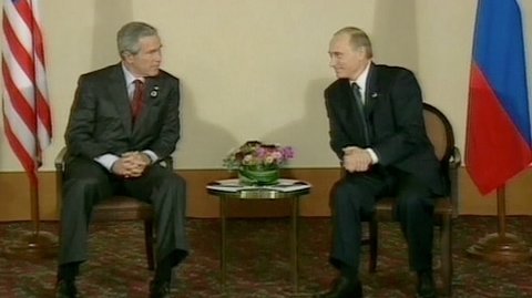 Начало встречи с Президентом США Джорджем Бушем