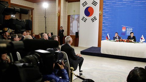 Заявления для прессы по итогам переговоров с Президентом Республики Корея Ли Мён Баком