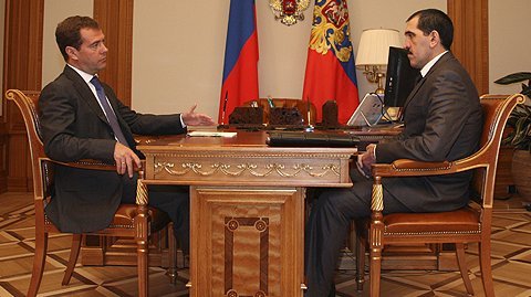Начало рабочей встречи с Президентом Ингушетии Юнус-Беком Евкуровым