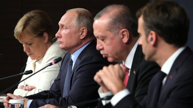 News conference following the meeting of the leaders of Russia, Turkey, Germany and France