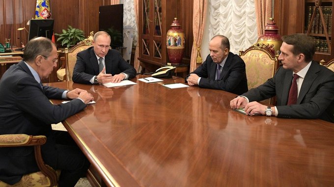 Meeting with Sergei Lavrov, Sergei Naryshkin and Alexander Bortnikov