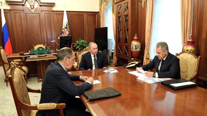 Встреча с Министром обороны Сергеем Шойгу и Министром иностранных дел Сергеем Лавровым