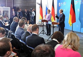 Пресс-конференция с Федеральным канцлером Германии Ангелой Меркель