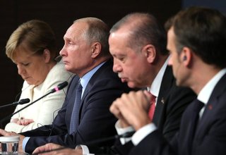 Пресс-конференция по итогам встречи лидеров России, Турции, Германии и Франции