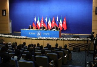 Пресс-конференция по итогам встречи с Президентом Ирана Хасаном Рухани и Президентом Турции Реджепом Тайипом Эрдоганом