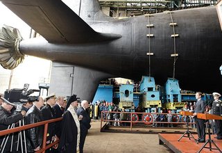 Выступление на церемонии спуска на воду многоцелевой атомной подводной лодки «Северодвинск»